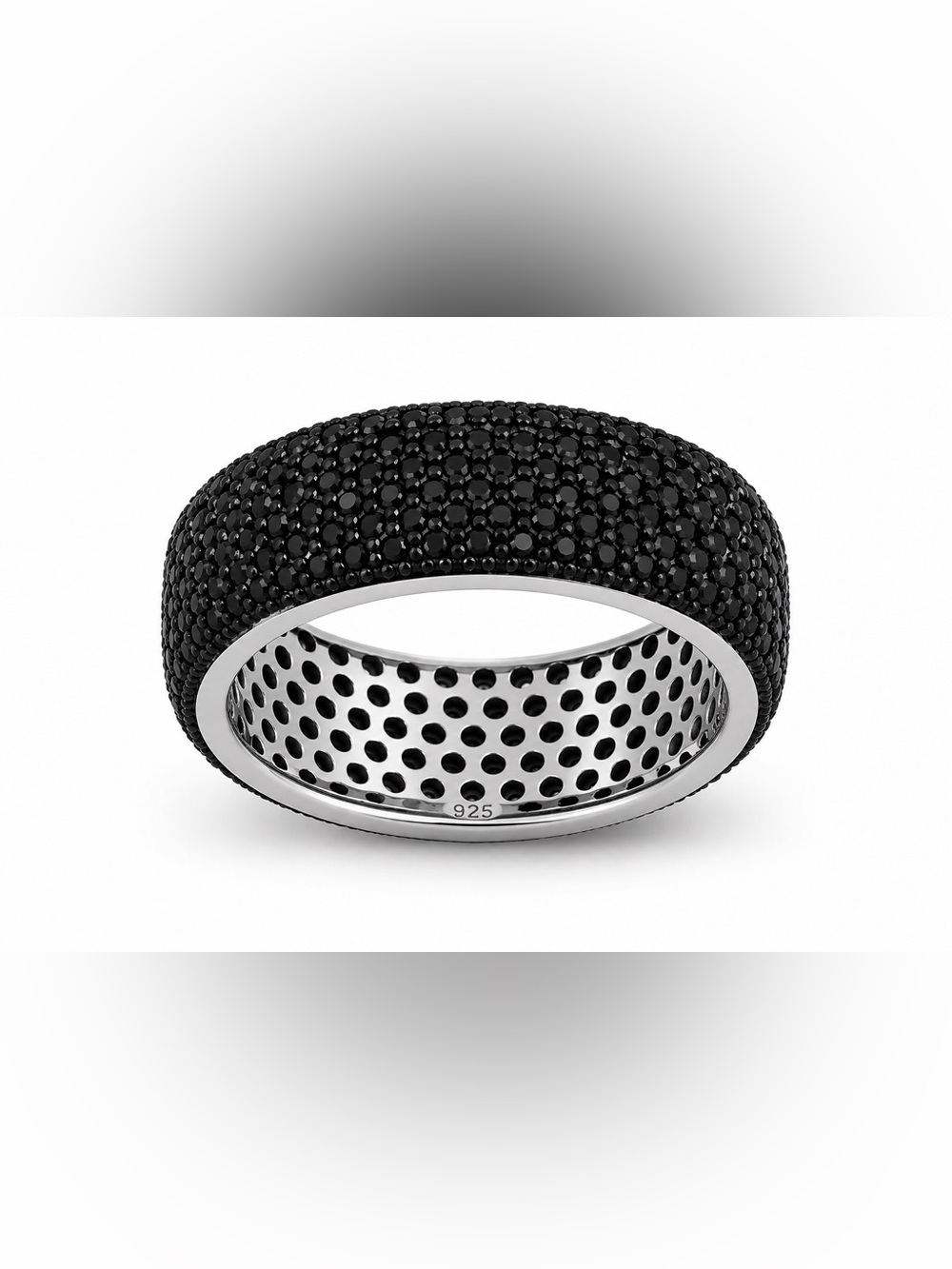 Sterling Silver 925 Black Pave Band Ring